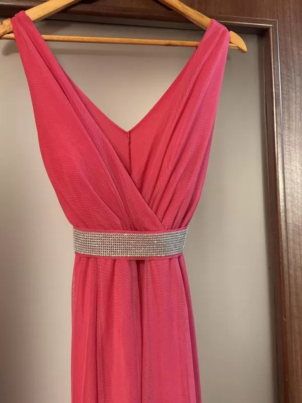 Rochie de ocazie NO BRAND EU 38 | Fuchsia, Maxi, Fără mâneci, Pietre decorative, Poliester - Image 9