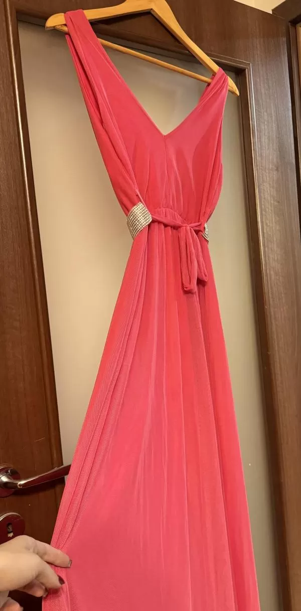 Rochie de ocazie NO BRAND EU 38 | Fuchsia, Maxi, Fără mâneci, Pietre decorative, Poliester - Image 6