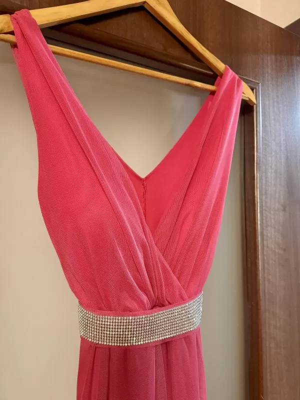 Rochie de ocazie NO BRAND EU 38 | Fuchsia, Maxi, Fără mâneci, Pietre decorative, Poliester - Image 10