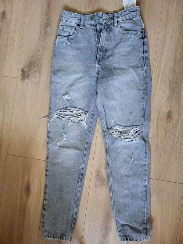 Blugi Zara EU 32 | Gri, Lungi, Talie înaltă - Image 2