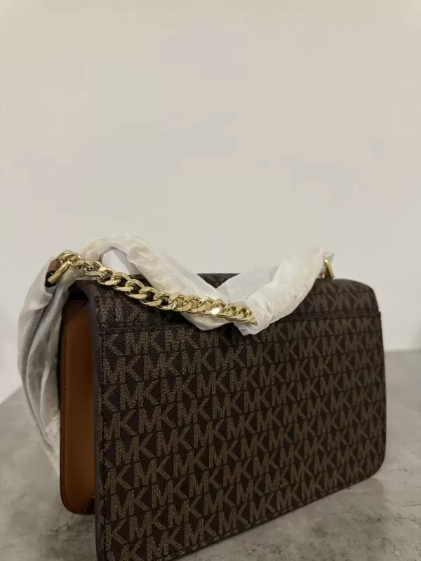 Geantă de umăr Michael Kors | Maro, Logo, Piele naturală - Image 5