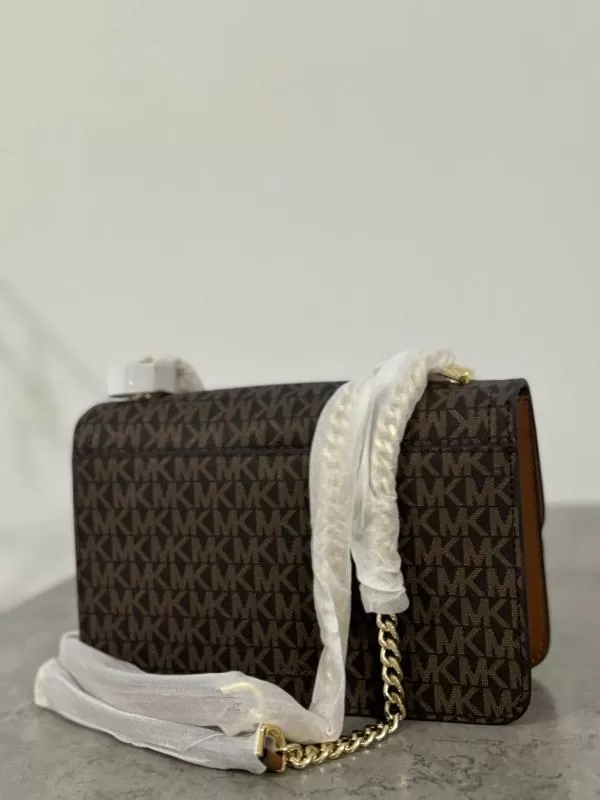 Geantă de umăr Michael Kors | Maro, Logo, Piele naturală - Image 6