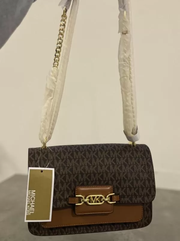 Geantă de umăr Michael Kors | Maro, Logo, Piele naturală - Image 7