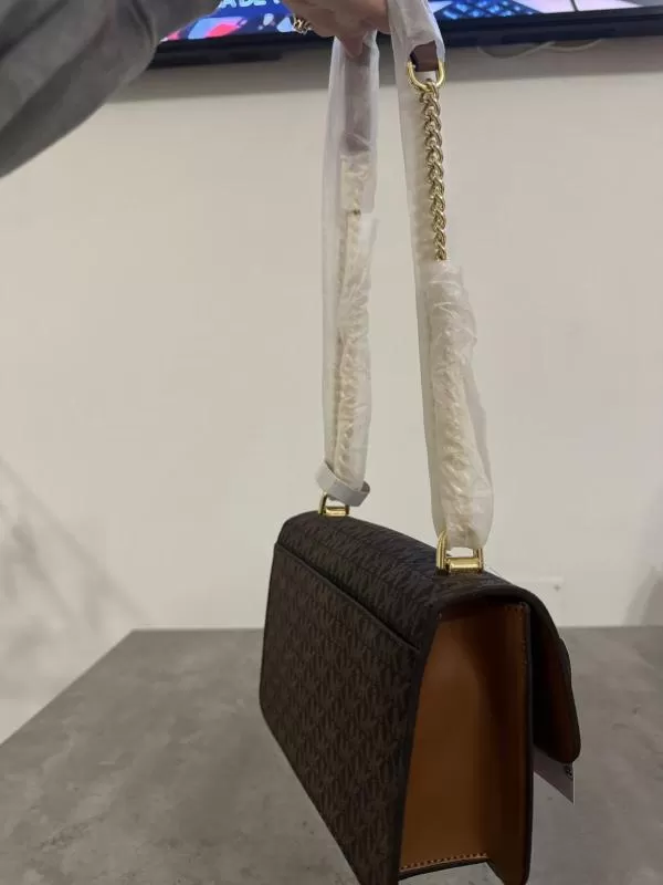 Geantă de umăr Michael Kors | Maro, Logo, Piele naturală - Image 8