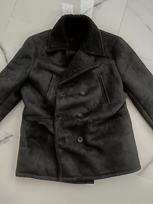 Palton scurt Zara EU 42 | Negru, Fără glugă, Monocrom, Blană artificială - Image 2
