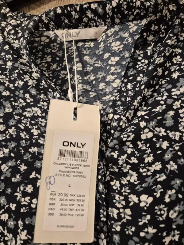 Tunică Only L | Bleumarin, Normal, Mânecă lungă, Floral & Tropical, Poliester - Image 7