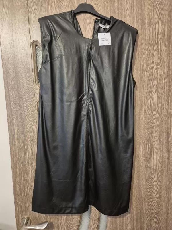 Rochie casual Calliope L | Negru, Midi, Fără mâneci, Piele ecologică - Image 2