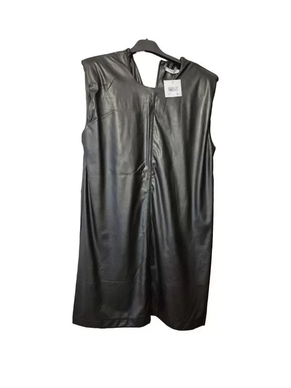 Rochie casual Calliope L | Negru, Midi, Fără mâneci, Piele ecologică