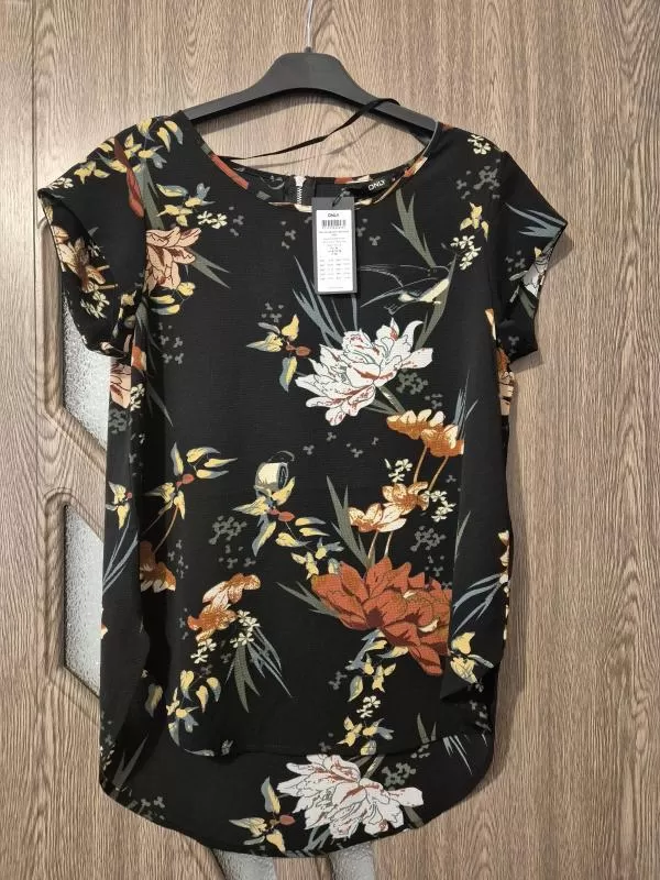 Bluză Only EU 34 | Negru, Normal, Mânecă scurtă, Floral & Tropical, Poliester - Image 6