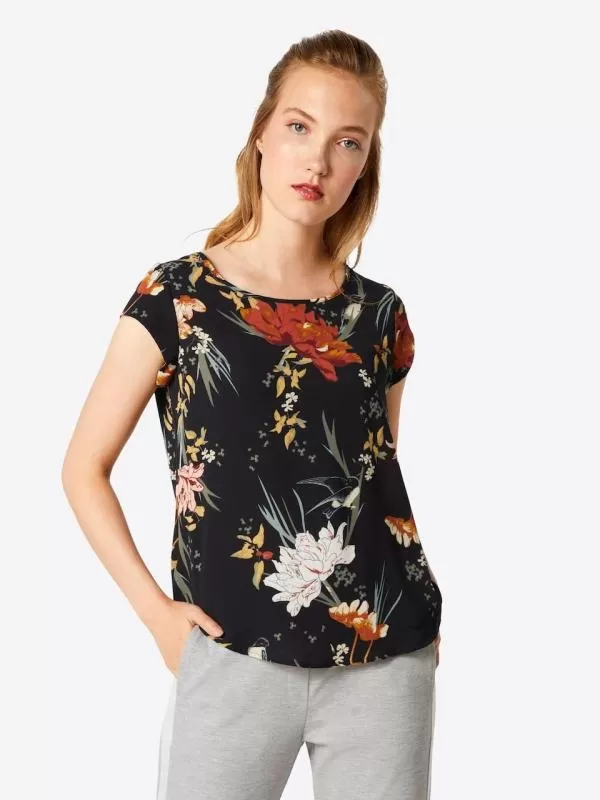 Bluză Only EU 34 | Negru, Normal, Mânecă scurtă, Floral & Tropical, Poliester - Image 2