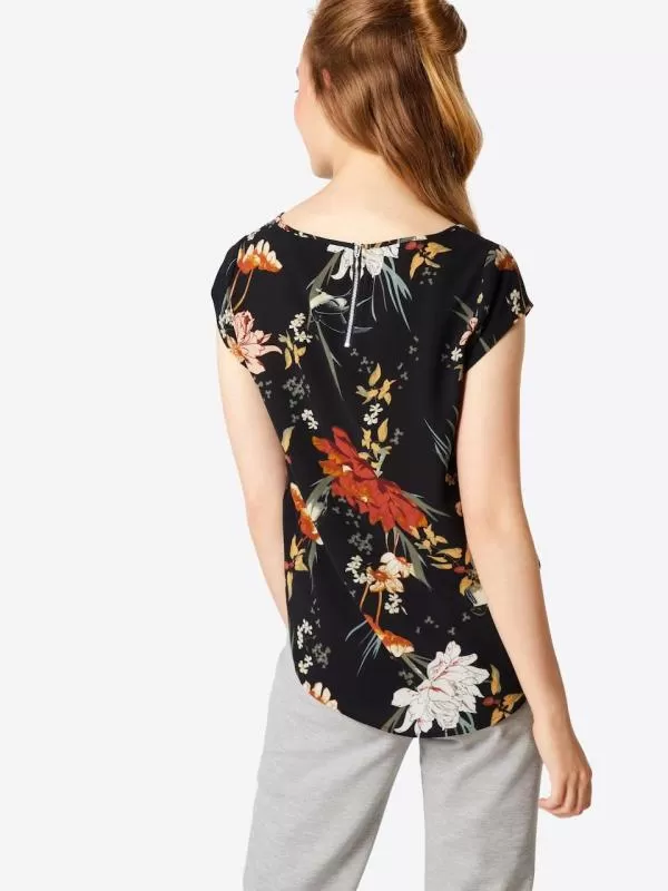 Bluză Only EU 34 | Negru, Normal, Mânecă scurtă, Floral & Tropical, Poliester - Image 3