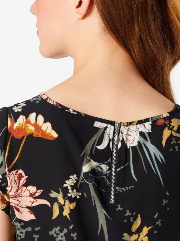 Bluză Only EU 34 | Negru, Normal, Mânecă scurtă, Floral & Tropical, Poliester - Image 4