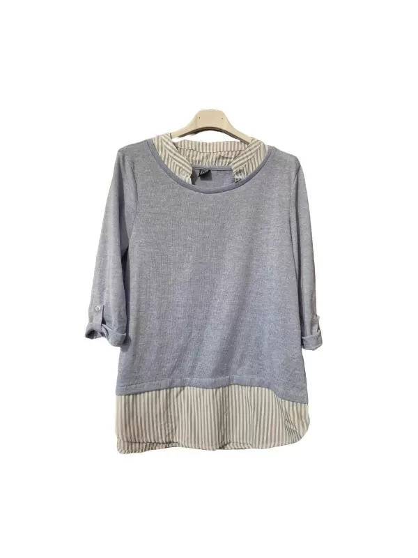 Pulover Blind Date EU 38 | Bleu, Lung, Regular fit