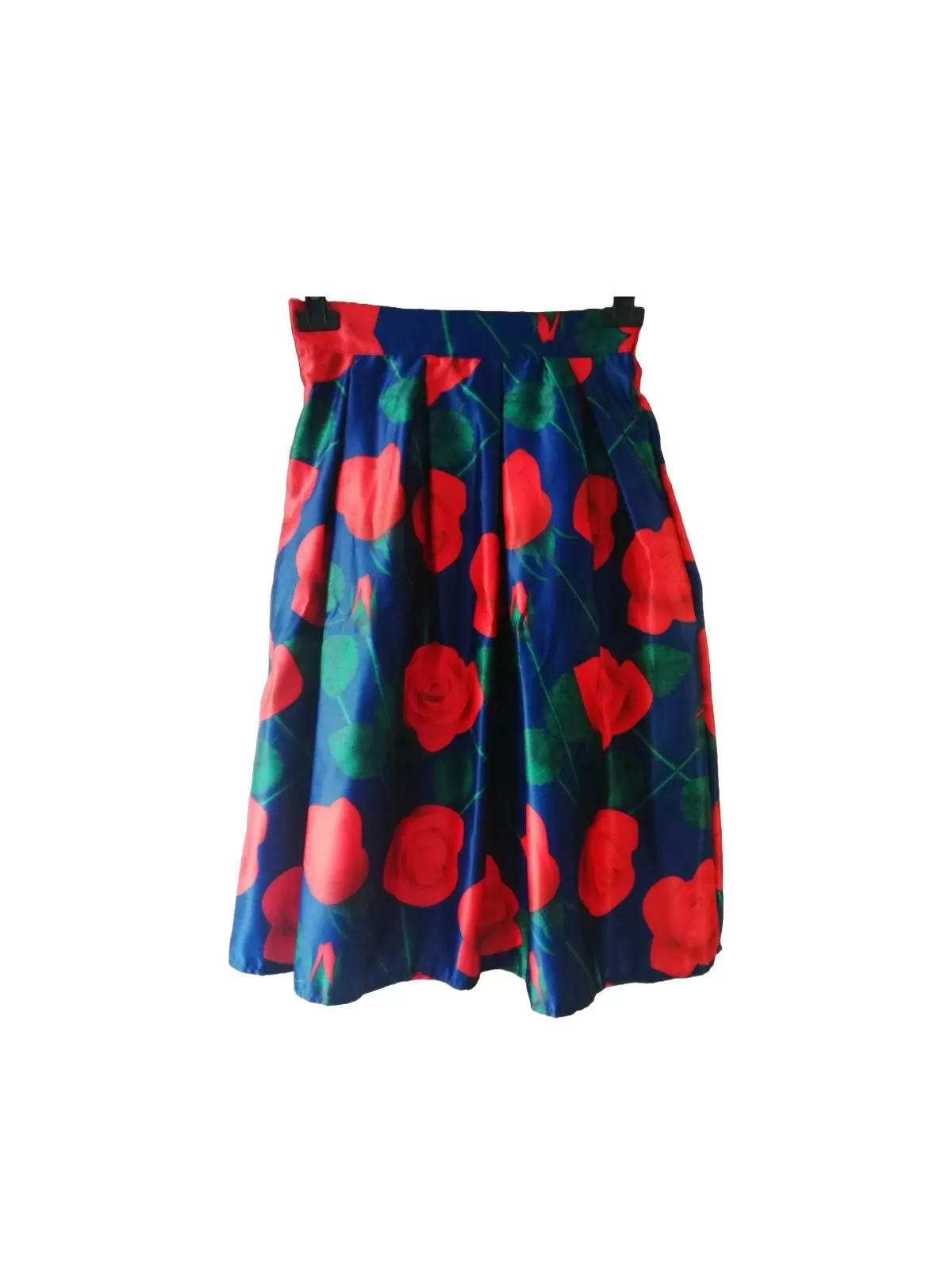 Fustă plisată S-M | Multicolor, Midi, Talie înaltă, Plisată fit, Floral & Tropical, Satinat, Poliester