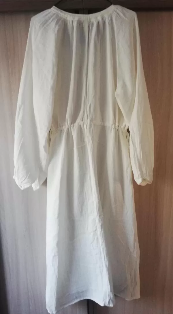 Rochie de vară H&M M | Crem, Midi, Mânecă lungă, Monocrom, Bumbac - Image 8
