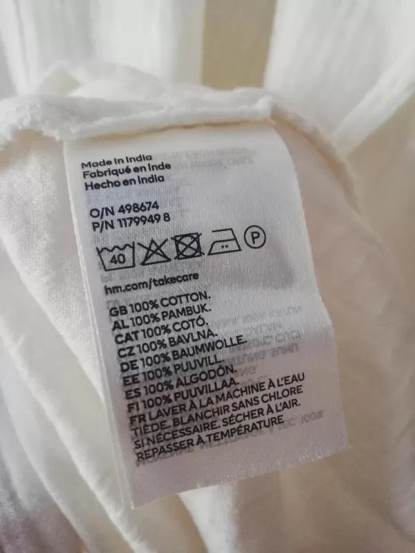 Rochie de vară H&M M | Crem, Midi, Mânecă lungă, Monocrom, Bumbac - Image 9