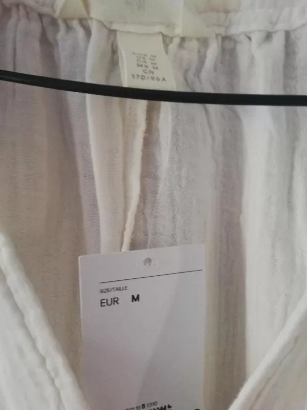 Rochie de vară H&M M | Crem, Midi, Mânecă lungă, Monocrom, Bumbac - Image 10