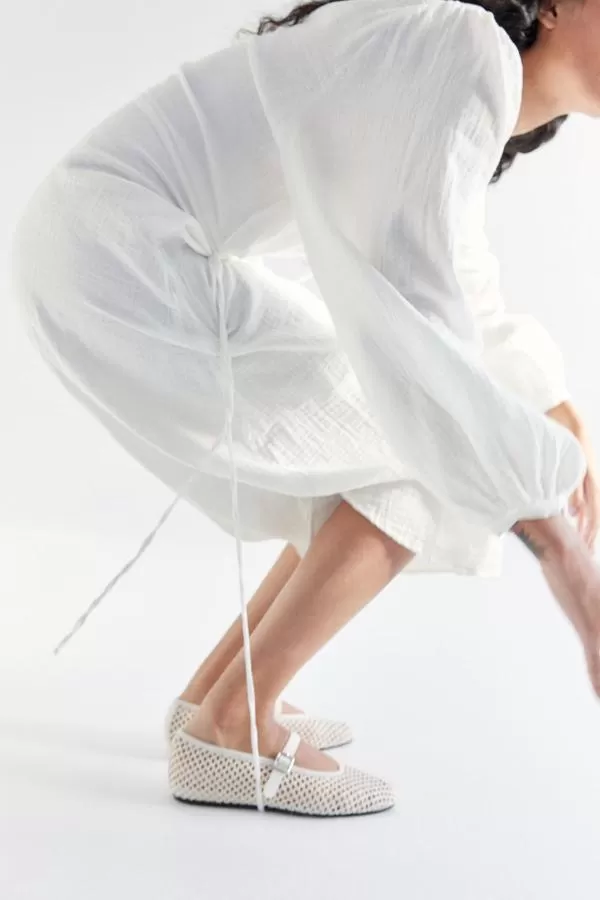 Rochie de vară H&M M | Crem, Midi, Mânecă lungă, Monocrom, Bumbac - Image 5