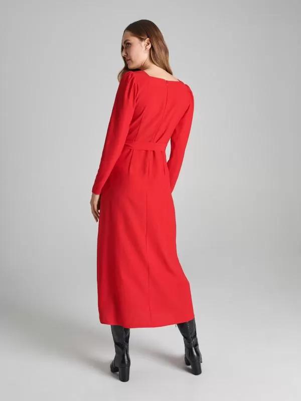 Rochie casual Sinsay M | Roșu, Maxi, Mânecă lungă, Monocrom, Cu decupaje, Vâscoză - Image 2
