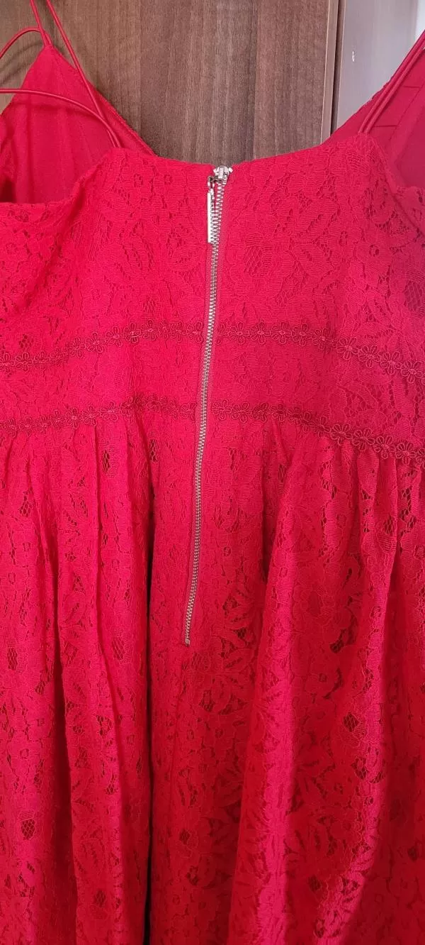 Rochie de seară Amisu EU 42 | Roșu, Midi, Monocrom, Dantelă - Image 3