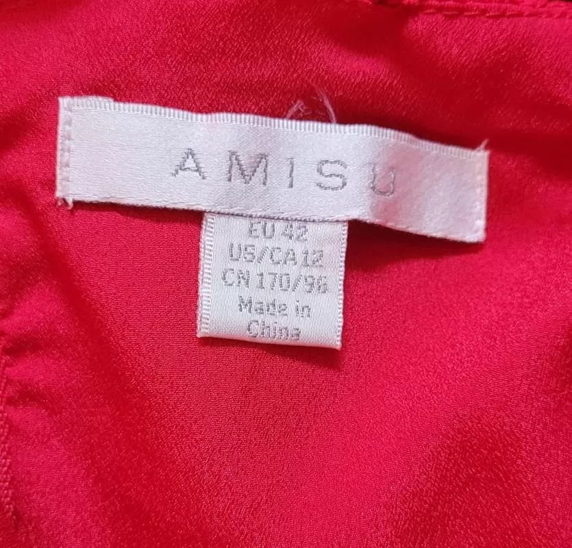 Rochie de seară Amisu EU 42 | Roșu, Midi, Monocrom, Dantelă - Image 5