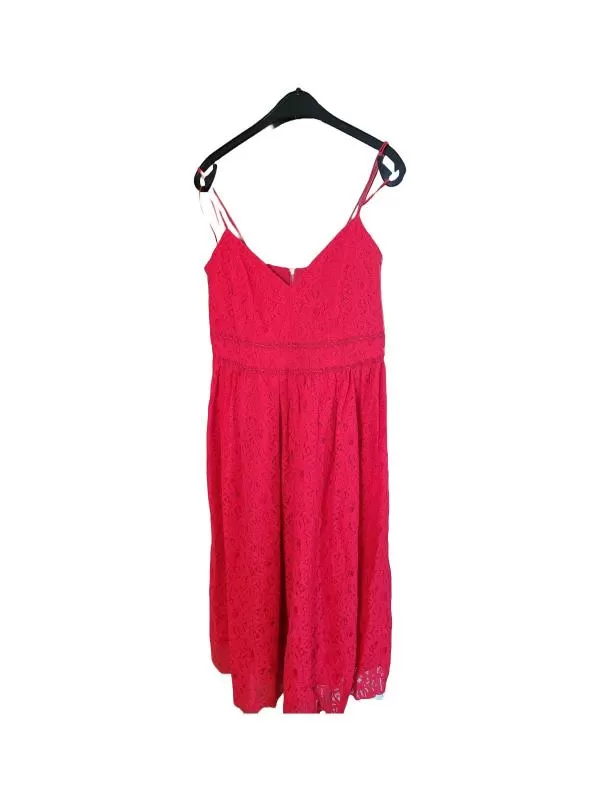 Rochie de seară Amisu EU 42 | Roșu, Midi, Monocrom, Dantelă