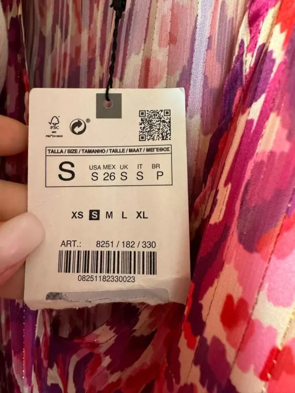 Rochie de vară Zara S | Roz, Mini, Mânecă scurtă, Floral & Tropical, Volane - Image 9