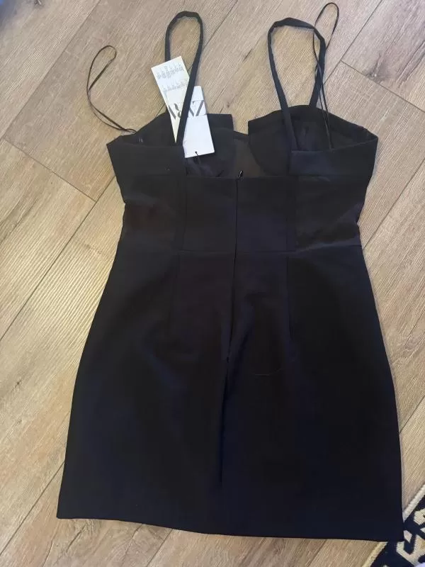 Rochie de seară Zara M | Negru, Mini, Bretele subțiri, Transparent - Image 8