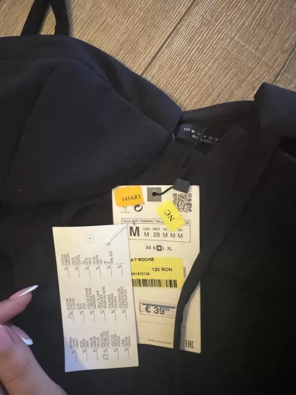 Rochie de seară Zara M | Negru, Mini, Bretele subțiri, Transparent - Image 10