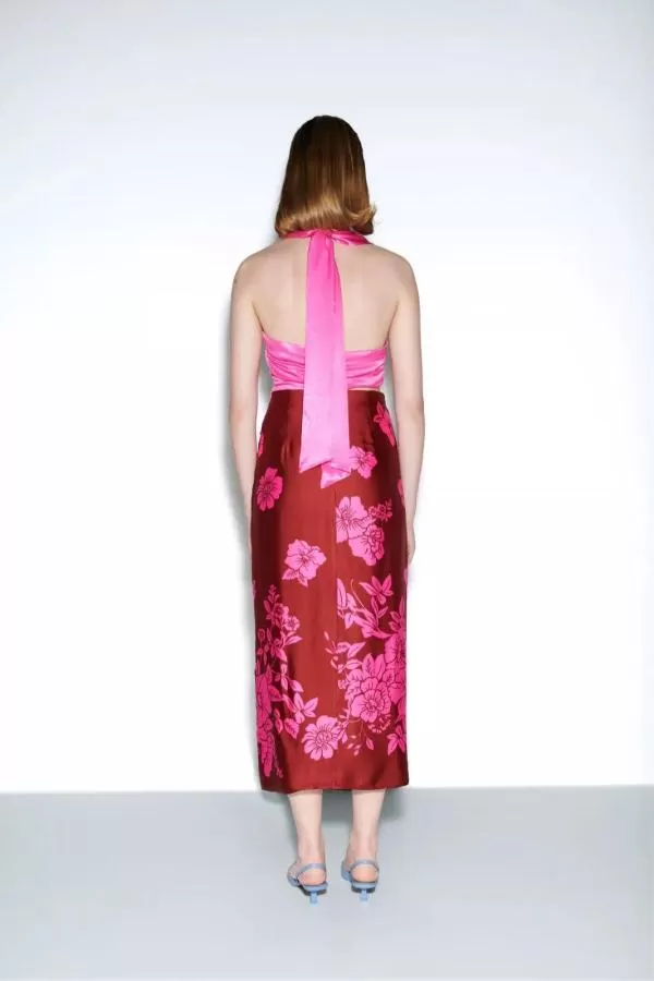 Top cropped Zara S | Fuchsia, Cropped (Scurt), Fără mâneci, Design petrecut - Image 4