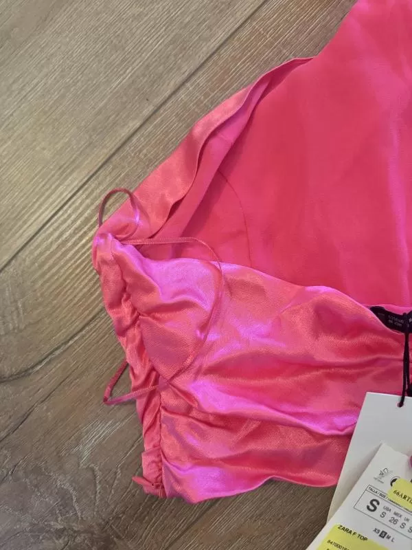 Top cropped Zara S | Fuchsia, Cropped (Scurt), Fără mâneci, Design petrecut - Image 10
