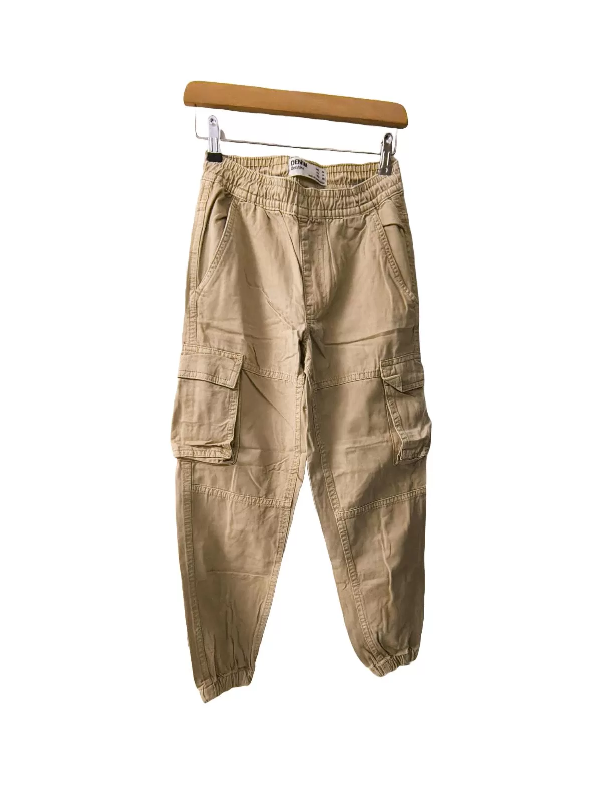 Pantaloni Bershka EU 34 | Bej, Lungi, Talie înaltă, Cargo