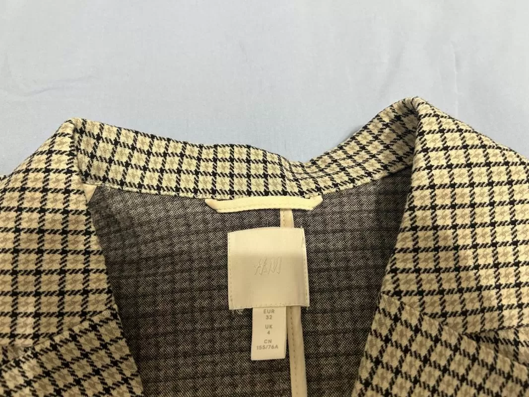 Palton H&M EU 32 | Crem, Carouri, Poliester - Image 4