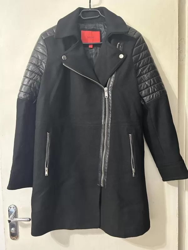 Palton lung Mango XL | Negru, Fără glugă, Poliester - Image 7