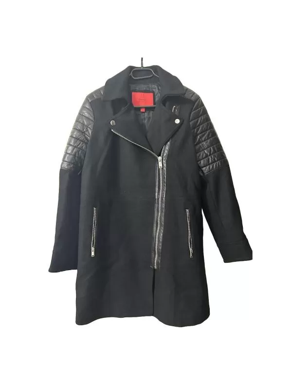 Palton lung Mango XL | Negru, Fără glugă, Poliester
