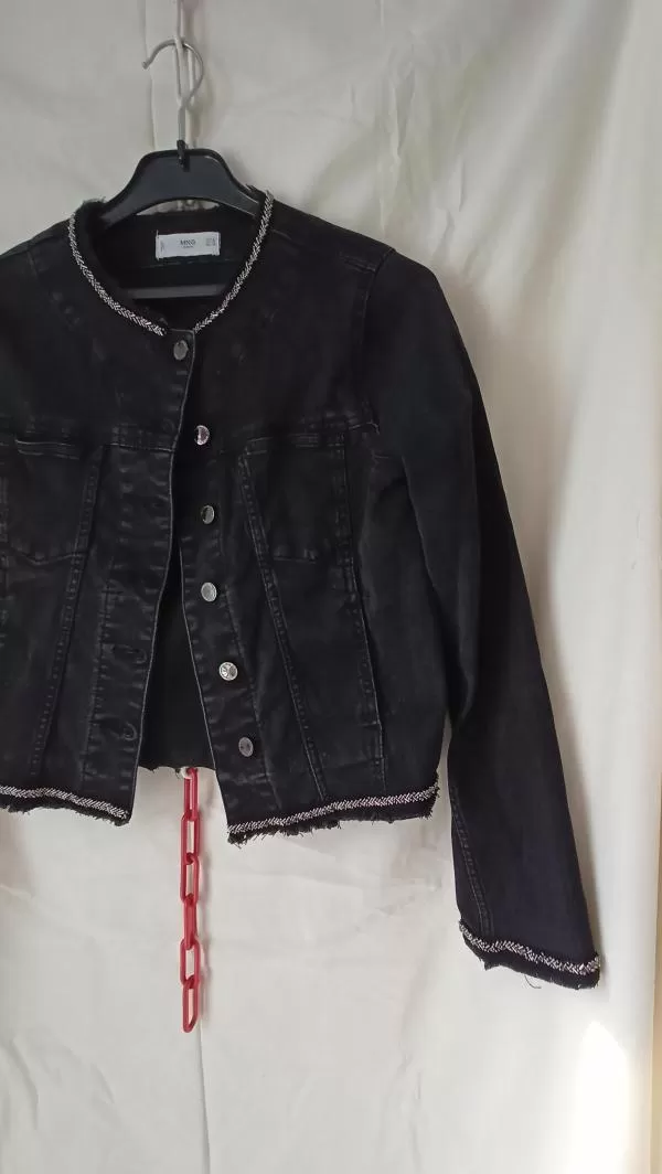 Geacă din denim Mango EU 36 | Negru, Fără glugă, Denim - Image 12