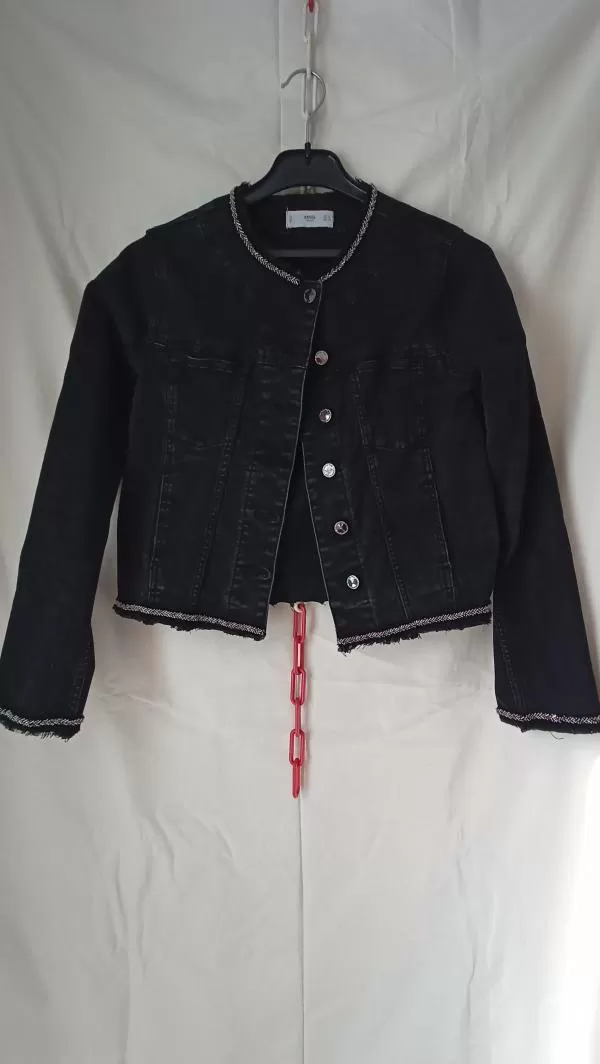 Geacă din denim Mango EU 36 | Negru, Fără glugă, Denim - Image 2