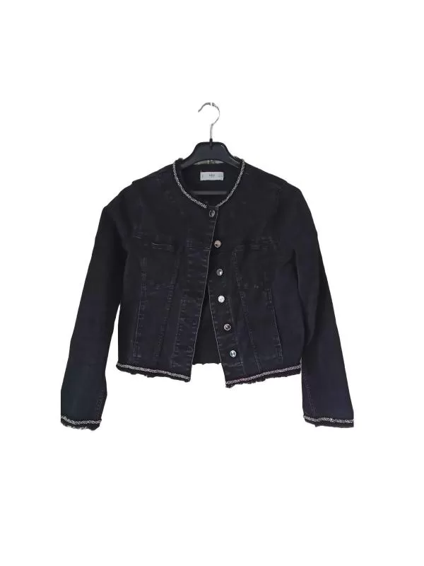 Geacă din denim Mango EU 36 | Negru, Fără glugă, Denim