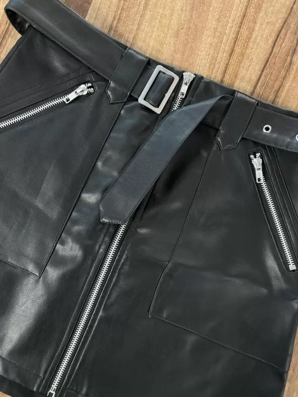 Fustă din piele Sinsay EU 36 | Negru, Mini, Talie înaltă, Piele ecologică - Image 3
