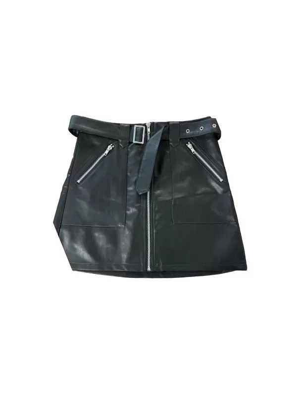 Fustă din piele Sinsay EU 36 | Negru, Mini, Talie înaltă, Piele ecologică