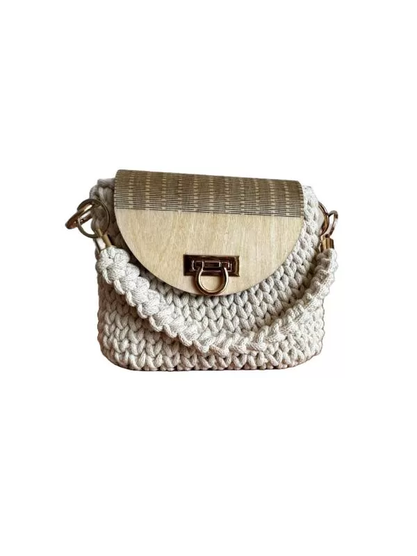Geantă de mână Handmade | Bej, Bumbac