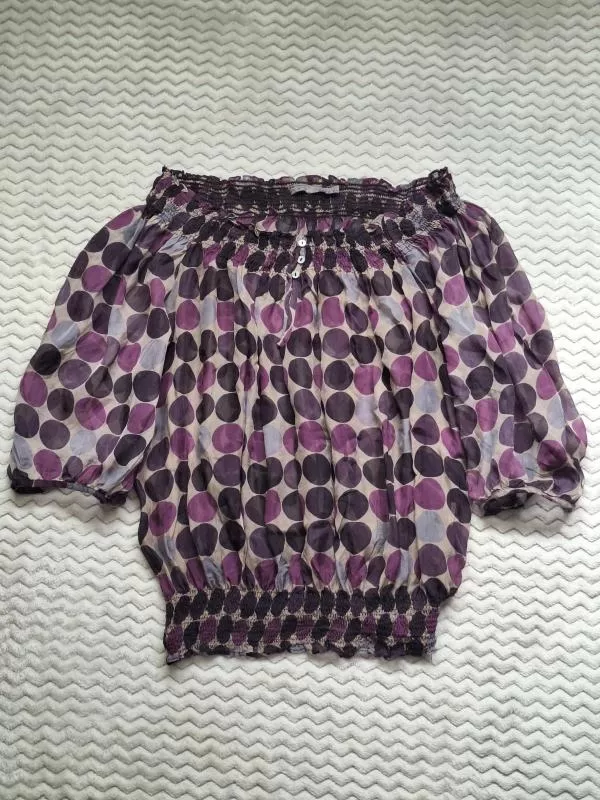 Bluză Zara L | Mov, Normal, Mânecă trei sferturi, Buline & Imprimeuri mici, Transparent, Poliester - Image 2