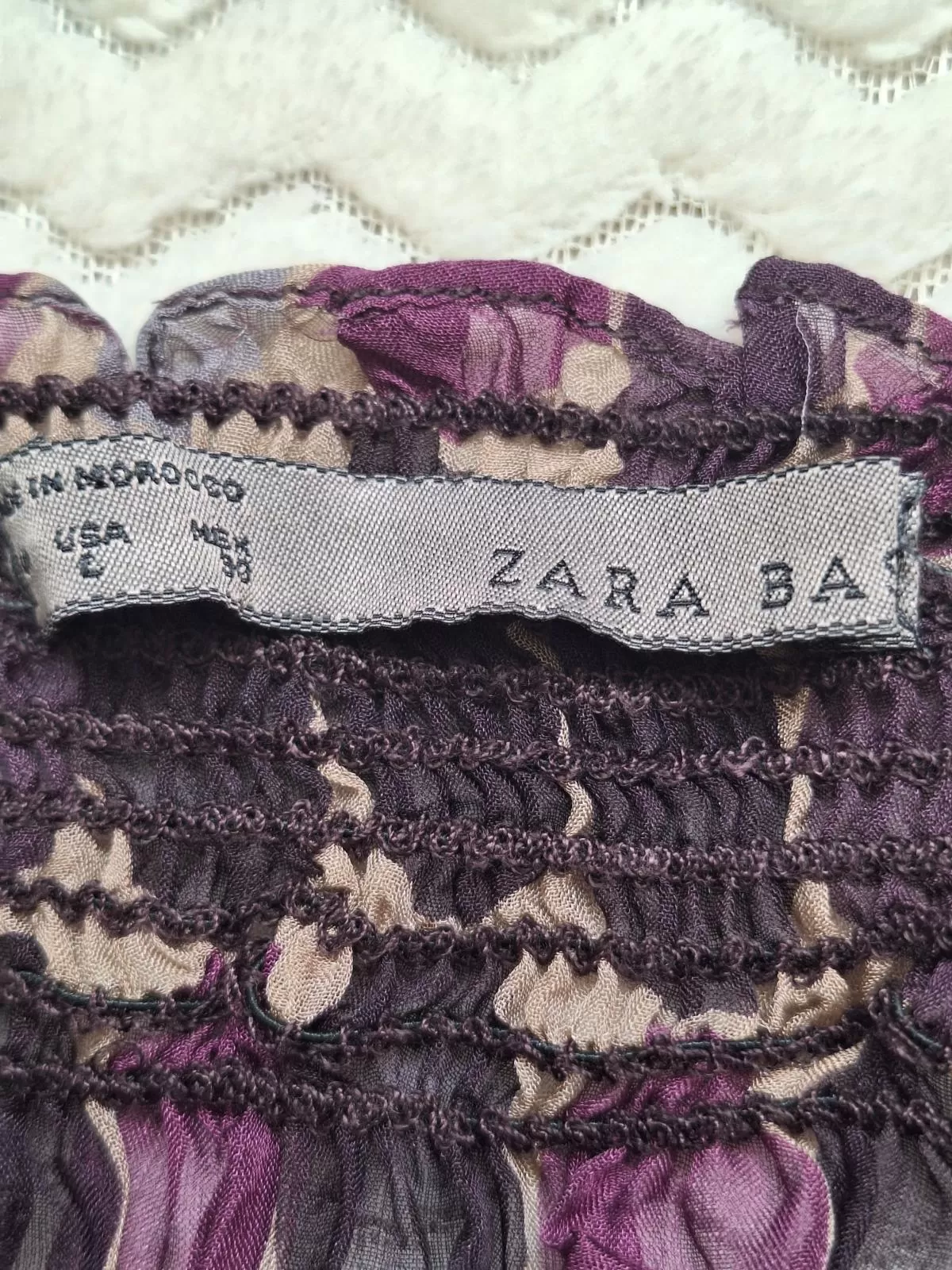 Bluză Zara L | Mov, Normal, Mânecă trei sferturi, Buline & Imprimeuri mici, Transparent, Poliester - Image 4