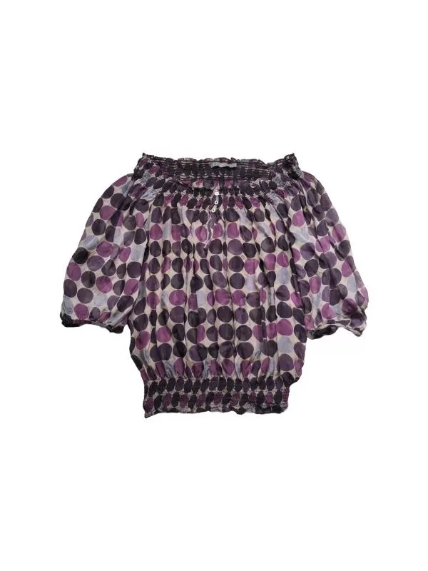 Bluză Zara L | Mov, Normal, Mânecă trei sferturi, Buline & Imprimeuri mici, Transparent, Poliester