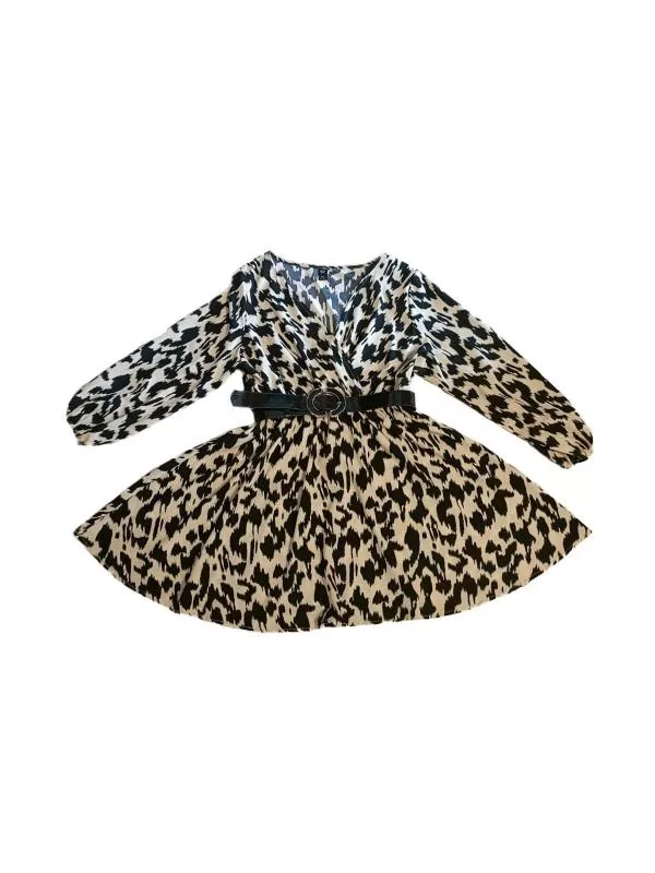 Rochie casual Shein EU 44 | Bej, Mini, Mânecă lungă, Plus size, Animal print