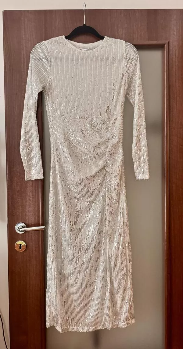 Rochie de ocazie By Swan EU 38 | Alb, Maxi, Mânecă lungă, Drapat, Poliester - Image 2