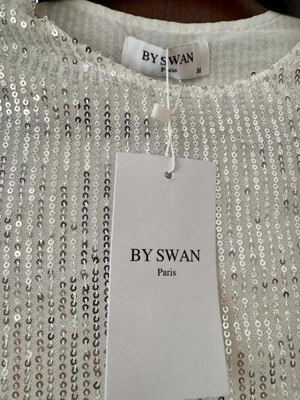 Rochie de ocazie By Swan EU 38 | Alb, Maxi, Mânecă lungă, Drapat, Poliester - Image 5