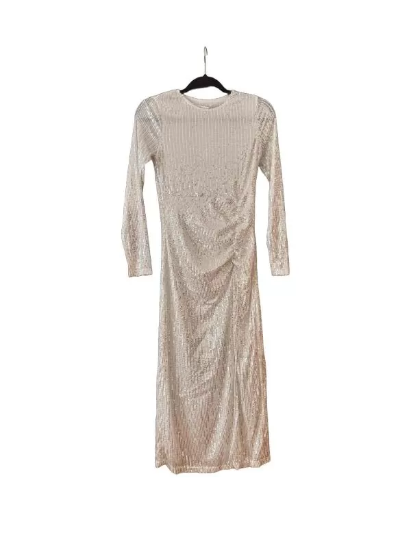 Rochie de ocazie By Swan EU 38 | Alb, Maxi, Mânecă lungă, Drapat, Poliester
