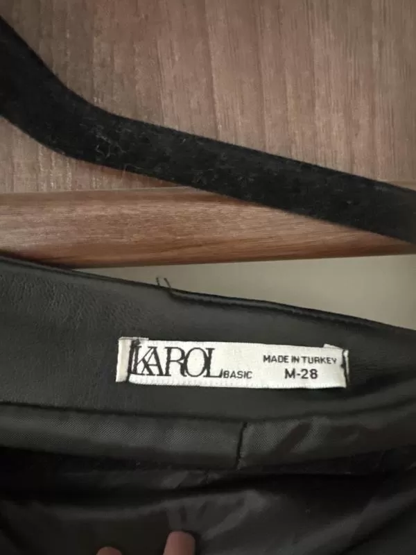 Fustă asimetrică KAROL EU 38 | Negru, Mini, Asimetrică fit, Piele ecologică - Image 3