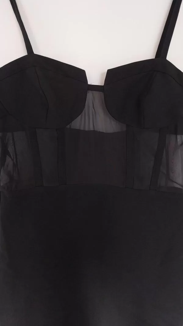 Rochie de seară Zara M | Negru, Mini, Bretele subțiri, Transparent, Poliester - Image 8
